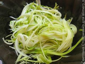 Куриное филе со спагетти из кабачка