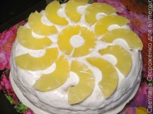 Сочный торт с ананасом