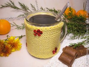 МК Чехол для чашки спицами