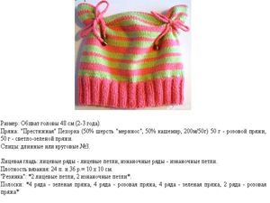 Детские шапочки спицами, схемы.
