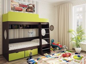 Двухъярусные кровати в интерьере детской, идеи.