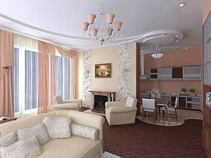 Гостиная, совмещенная с кухней