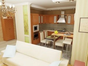 Гостиная, совмещенная с кухней