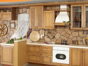 Декоративный камень в интерьере кухни