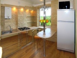 Декоративный камень в интерьере кухни