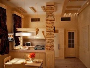Декоративный камень в интерьере кухни