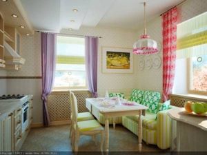 Интерьер кухни с диваном