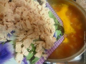 Сырный суп с куриным филе
