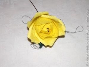Роза из гофрированной бумаги
