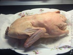 Рождественская утка в рукаве с яблоками