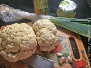 Суп-пюре из цветной капусты и лука-порея