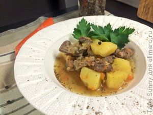 Жаркое из куриных потрошков