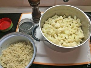 Барабулька жареная на рисе с цветной капустой