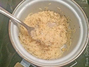 Барабулька жареная на рисе с цветной капустой