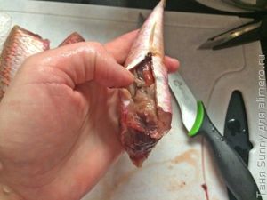 Барабулька жареная на рисе с цветной капустой