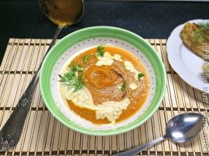 Суп-пюре из печёной моркови и овощей