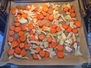 Суп-пюре из печёной моркови и овощей