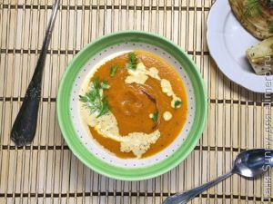 Суп-пюре из печёной моркови и овощей
