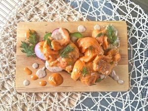 Севиче из лосося в облепиховом соусе