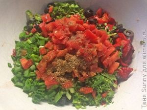 Салат из перца гриль и чечевицы