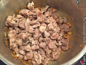 Куриные желудочки с виски и апельсином
