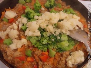 Макароны с мясом и овощами