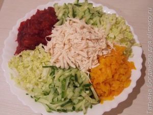 Овощной салат с курицей