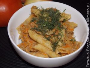 Макароны с ливерной колбасой