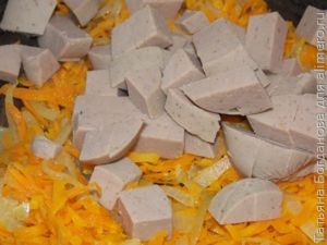 Макароны с ливерной колбасой