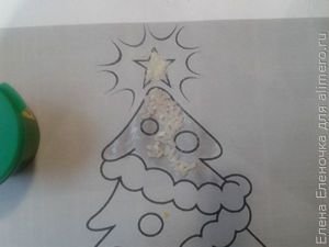 Новогодняя аппликация с крупой