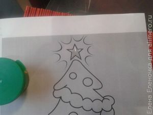 Новогодняя аппликация с крупой