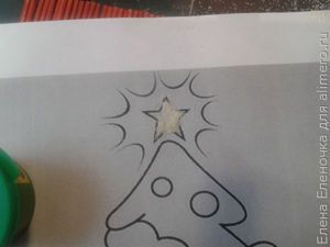 Новогодняя аппликация с крупой