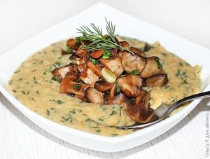 Пюре из чечевицы с грибами