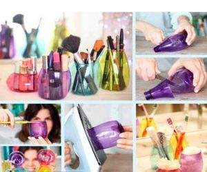 Из бутылки можно сделать красивый стаканчик для хранения мелочей. Для этого обрежьте бутылку и оплавьте края с помощью утюга. Из бутылки можно сделать красивый стаканчик для хранения мелочей. Для этого обрежьте бутылку и оплавьте края с помощью утюга.