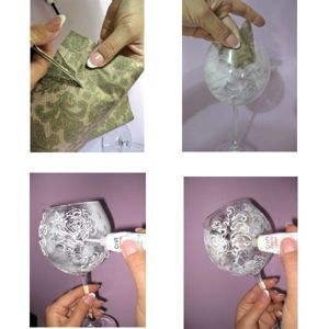 Получаем фон для дальнейшей работы. Нам понадобятся салфетка и белый контур для росписи стекла. Получаем фон для дальнейшей работы. Нам понадобятся салфетка и белый контур для росписи стекла.