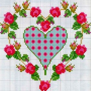 Схемы вышивки сердечек крестом