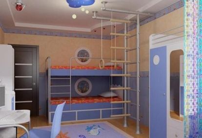Прямо настоящая каюта на корабле. Я очень люблю, когда в детской присутствует стенка для занятия спортом. Прямо настоящая каюта на корабле. Я очень люблю, когда в детской присутствует стенка для занятия спортом.