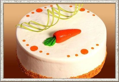 2. Бисквитный пирог с морковью и орехами. Из 8 яиц, стакана сахара, стакана муки, 2 ст. ложки воды и ванилина замесить бисквитное тесто. Для приготовления начинки 4 моркови натереть на мелкой терке, добавить 2 ст. ложки рубленых ядер грецких орехов, 1/2 стакана воды, довести до кипения, охладить. Уложить начинку на нижний пласт разрезанного готового бисквита, сверху положить второй пласт. Поверхность и бока смазать сметаной и посыпать бисквитной крошкой. 2. Бисквитный пирог с морковью и орехами. Из 8 яиц, стакана сахара, стакана муки, 2 ст. ложки воды и ванилина замесить бисквитное тесто. Для приготовления начинки 4 моркови натереть на мелкой терке, добавить 2 ст. ложки рубленых ядер грецких орехов, 1/2 стакана воды, довести до кипения, охладить. Уложить начинку на нижний пласт разрезанного готового бисквита, сверху положить второй пласт. Поверхность и бока смазать сметаной и посыпать бисквитной крошкой.