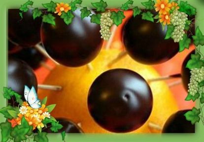 6. Виноград в шоколаде. Продукты: жирные сливки 150 г, шоколад 75 % 150 г, виноград. Приготовление: сливки нагреть до кипения, снять с огня, добавить поломанный на кусочки шоколад и размешивать, пока не получится совершенно гладкая глазурь. Вымытый и обсушенный виноград наколоть на зубочистки и обмакнуть в шоколад, излишки стряхнуть и воткнуть в половинку яблока. Когда шоколад застынет, можно воткнуть в апельсин в шахматном порядке. 6. Виноград в шоколаде. Продукты: жирные сливки 150 г, шоколад 75 % 150 г, виноград. Приготовление: сливки нагреть до кипения, снять с огня, добавить поломанный на кусочки шоколад и размешивать, пока не получится совершенно гладкая глазурь. Вымытый и обсушенный виноград наколоть на зубочистки и обмакнуть в шоколад, излишки стряхнуть и воткнуть в половинку яблока. Когда шоколад застынет, можно воткнуть в апельсин в шахматном порядке.