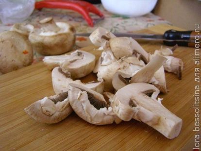 овощное рагу с белым мясом, грибы