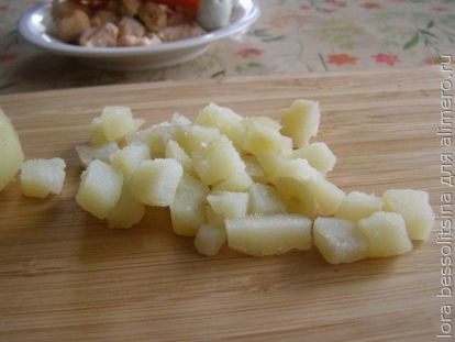 салат с семгой, картошка
