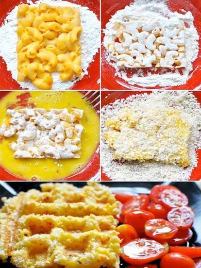 5. Смешайте отваренные макароны с яйцом и мукой. Поджарьте в вафельнице, получится вкусная запеканка. 5. Смешайте отваренные макароны с яйцом и мукой. Поджарьте в вафельнице, получится вкусная запеканка.