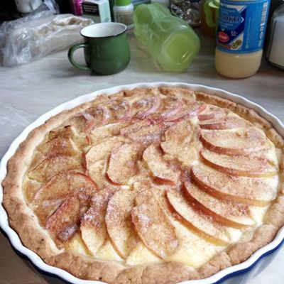 Пирог с творогом и яблоками