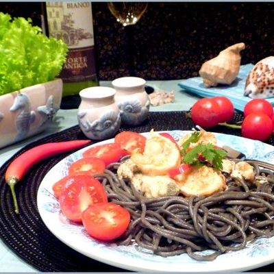 Спагетти с морепродуктами в мультиварке