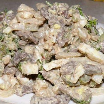 Салат из сердца с грибами Дамский каприз