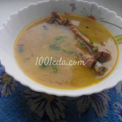 Кулинарный рецепт Суп гороховый с копчеными ребрышками