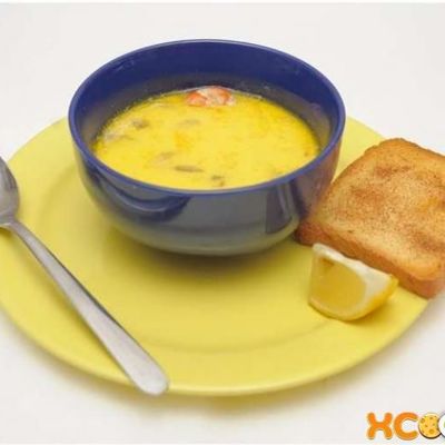 Сырный крем суп с креветками
