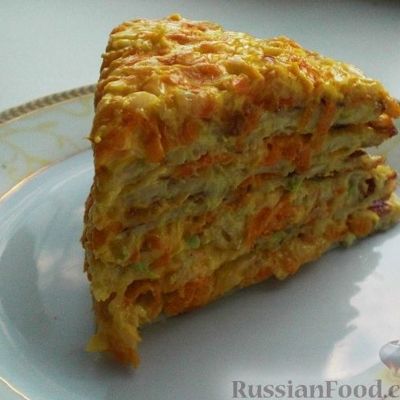 Торт кабачковый с сырно-овощной начинкой