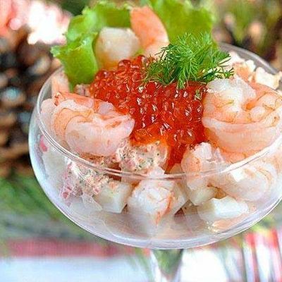 Вкусный салат из морепродуктов
