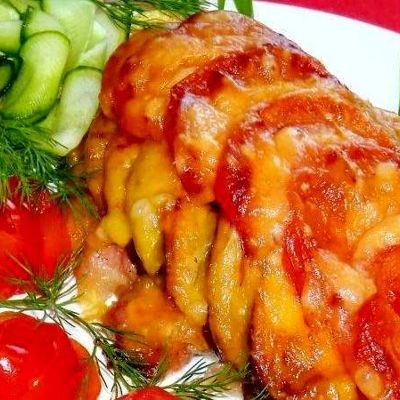 Курица, запеченная с сыром и овощами